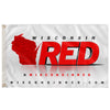 Wisconsin Red Logo Flag (White, Full Effects)