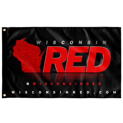 Wisconsin RED Logo Flag (Black, Full Effects)