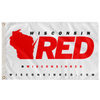 Wisconsin RED Logo Flag (White, Solid)
