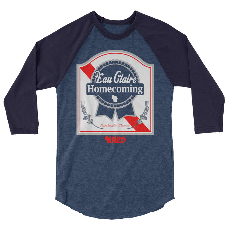 Ec Ribbon Eau Claire Homecoming: EC Ribbon Raglan - Wisconsin Red